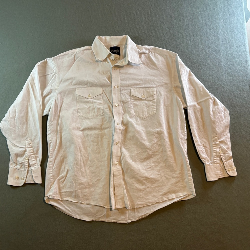 Wrangler Western Button Up Shirt Mens XL White Long Sleeve Cotton 71135CH Work